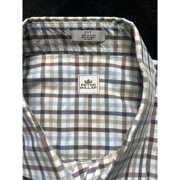 Peter Millar Summer Comfort checkered long sleeve button-down shirt size XXL - Picture 6 of 6